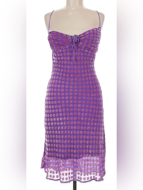 Betsey Johnson Dresses & Skirts - Vintage 90s Betsey Johnson purple and pink velvet polka dot slip dress